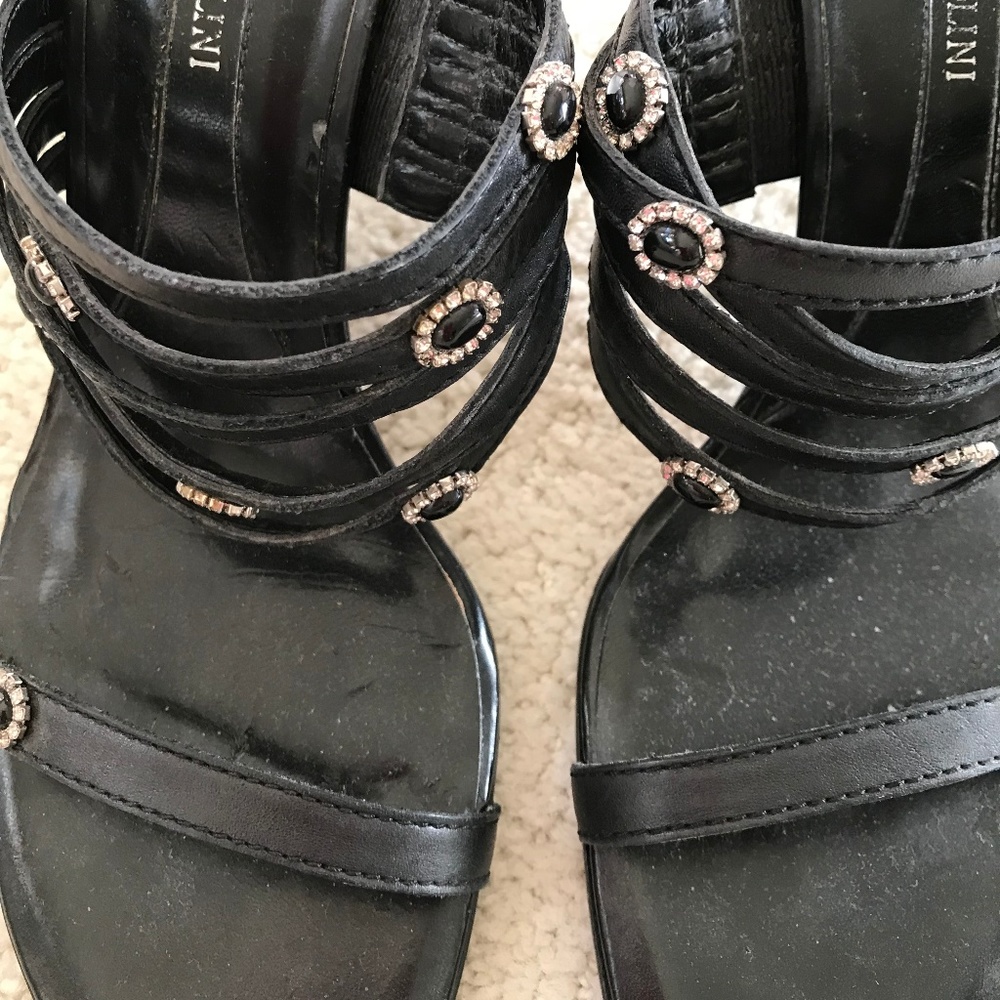 Enzo Angiolini Black Wedge Sandals Slides